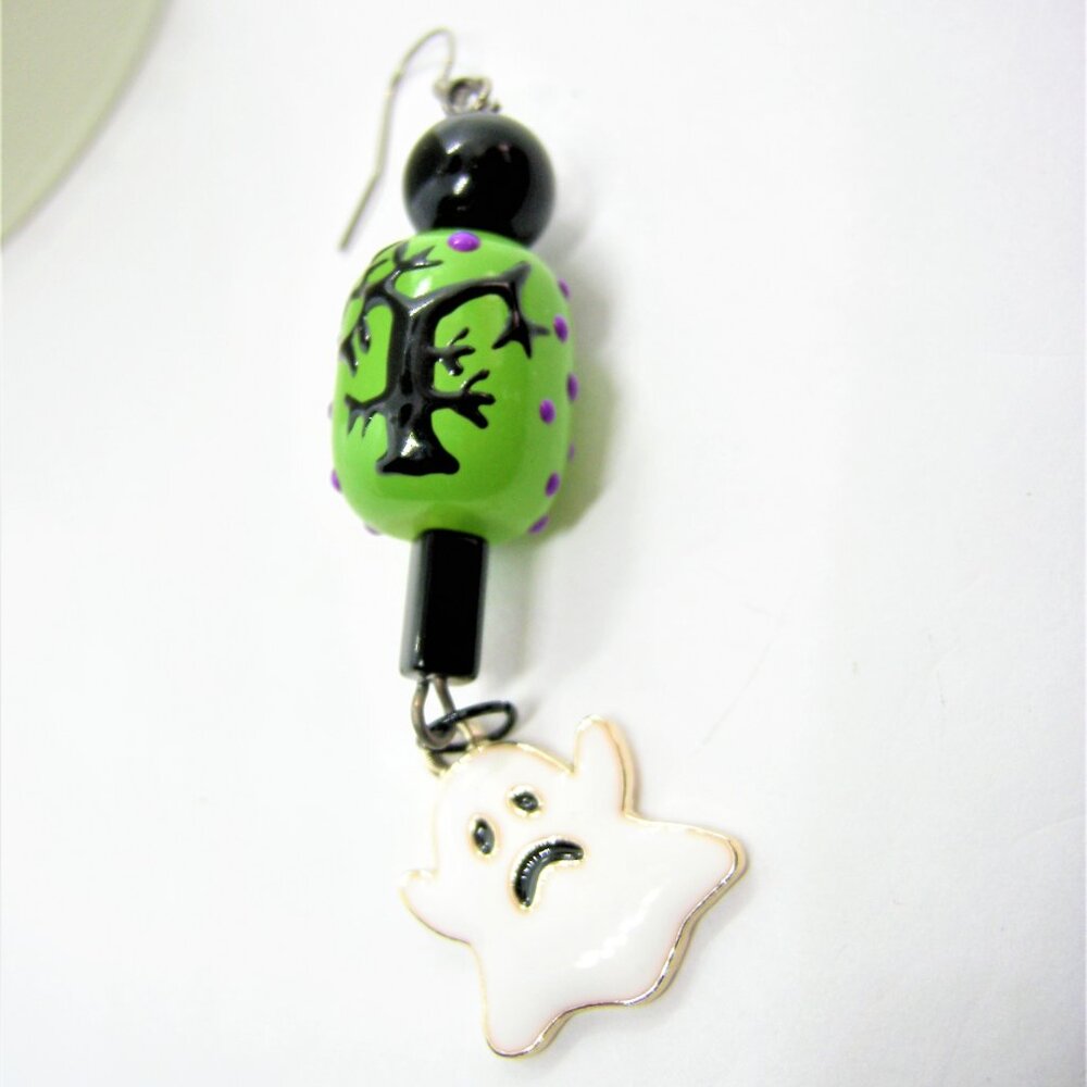 Spooky Trees lampwork earrings - purple, green or mix & match - Picture 3 of 13